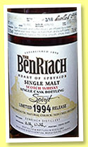 Benriach 1994/2013 (51.5%, OB for Independent Spirit, peated, PX sherry finish, cask #2993, 298 bottles)
