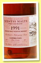 Glen Scotia 1991/2013 'Merchant's Mahogany Chest' (46%, Wemyss Malts, butt, 807 bottles) 