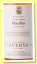 Macallan 8 yo 1969/1978 (86.8 US proof, Avery's for Marshall Taylor for Corti Brothers, San Francisco)