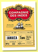 Worthy Park 7 yo 2007/2015 (43%, Compagnie des Indes, Jamaica, cask #WP31, 303 bottles) 