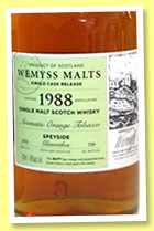 Glenrothes 1988/2015 ‘Marmalade Appeal’ (46%, Wemyss Malts, butt, 629 bottles)