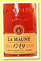 La Mauny '1749' (40%, OB, Martinique, agricole, +/-2014) La Mauny '1749' (40%, OB, Martinique, agricole, +/-2014)