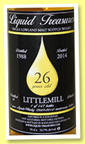 Littlemill 26 yo 1988/2014 (52.7%, Liquid Treasures, bourbon hogshead, 147 bottles) 