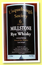 Millstone Rye 2007/2014 (43.3%, Zuidam, Holland, for Usquebaugh Society, virgin American oak, cask #538, 221 bottles) 