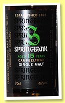 Springbank 15 yo (46%, OB, +/-2014) Springbank 15 yo (46%, OB, +/-2014)