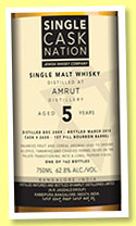 Amrut 5 yo 2009/2015 (62.8%, Single Cask Nation, 1st fill bourbon, cask #2635, 162 bottles) 