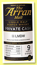 Arran 9 yo 2005/2015 (57.8%, OB for LMDW, sherry hogshead, cask #2005/037, 312 bottles) Arran 9 yo 2005/2015 (57.8%, OB for LMDW, sherry hogshead, cask #2005/037, 312 bottles)