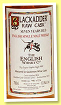 English Whisky Co. 7 yo 2007/2015 (63.5%, Blackadder, Raw Cask, Sauternes cask, cask #804, 224 bottles)