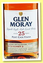 Glen Moray 25 yo 1987 'Port Cask Finish' (43%, OB, Batch Number 2, 3,295 bottles, 2004)