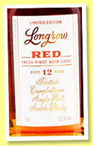 Longrow 12 yo 'Red' (52.9%, OB, Pinot Noir, 9000 bottles, 2015)