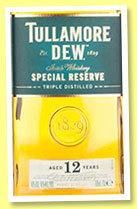 Tullamore D.E.W. 12 yo 'Special Reserve' (40%, OB, Irish blend, +/-2015)