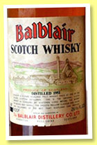 Balblair 24 yo 1951 (80° proof, OB, private bottling, 26 2/3 fl ozs, +/-1975)