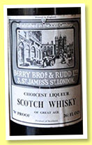 Choicest Liqueur Scotch Whisky of Great Age (70° proof, Berry Bros & Rudd, blend, 26 2/3 fl ozs, +/-1970)
Choicest Liqueur Scotch Whisky of Great Age (70° proof, Berry Bros & Rudd, blend, 26 2/3 fl ozs, +/-1970)