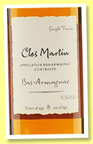 Clos Martin 8 yo 'VSOP' (40%, OB, Bas-Armagnac, Folle Blanche, +/-2013) Clos Martin 8 yo 'VSOP' (40%, OB, Bas-Armagnac, Folle Blanche, +/-2013)