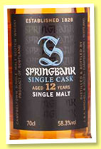 Springbank 12 yo 2003/2015 (58.3%, OB, Port Pipe Matured, 696 bottles) Springbank 12 yo 2003/2015 (58.3%, OB, Port Pipe Matured, 696 bottles)