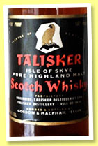 Talisker (100° proof, Gordon & MacPhail, UK, 26 2/3 fl. ozs., +/-1970) Talisker (100° proof, Gordon & MacPhail, UK, 26 2/3 fl. ozs., +/-1970)