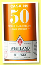 Westland 3 yo 2011/2015 (55 %, OB, USA, single malt, Heavy char new American oak, cask #50, 173 bottles, 2015) Westland 3 yo 2011/2015 (55 %, OB, USA, single malt, Heavy char new American oak, cask #50, 173 bottles, 2015)