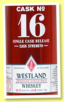 Westland 4 yo 2011/2015 (55.4%, OB, USA, single malt, Hungarian oak Port cask, cask #16, 246 bottles, 2015) Westland 4 yo 2011/2015 (55.4%, OB, USA, single malt, Hungarian oak Port cask, cask #16, 246 bottles, 2015)
