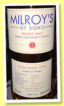 Glen Elgin 17 yo 1995/2013 (46%, Milroy's of Soho, hogshead, cask #1669, 348 bottles) Glen Elgin 17 yo 1995/2013 (46%, Milroy's of Soho, hogshead, cask #1669, 348 bottles)