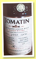 Tomatin 1990/2015 (54.4%, OB, distillery exclusive, bourbon, cask #16366) Tomatin 1990/2015 (54.4%, OB, distillery exclusive, bourbon, cask #16366)