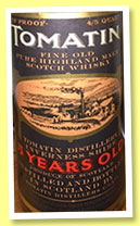 Tomatin 5 yo (75° proof, OB, early 1960s) Tomatin 5 yo (75° proof, OB, early 1960s)