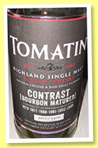 Tomatin 'Contrast Bourbon Matured' (46%, OB, 5,400 bottles, 2016)