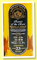 Linlithgow 23 yo 1982/2006 (61.4%, Duncan Taylor, Rarest of the Rare, cask #2204, 282 bottles) Linlithgow 23 yo 1982/2006 (61.4%, Duncan Taylor, Rarest of the Rare, cask #2204, 282 bottles)