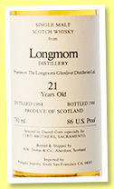 Longmorn 21 yo 1964 (86 US proof, Duthie for Corti Bros, Sacramento, USA) Longmorn 21 yo 1964 (86 US proof, Duthie for Corti Bros, Sacramento, USA)