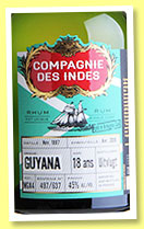 Uitvlugt 18 yo 1997/2016 (45%, Compagnie des Indes, Guyana, cask #MGA4, 637 bottles) Uitvlugt 18 yo 1997/2016 (45%, Compagnie des Indes, Guyana, cask #MGA4, 637 bottles)