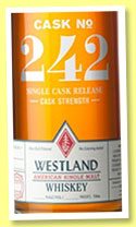 Westland 28 mo (54%, OB, USA, single malt, cask #242, 223 bottles, 2014)