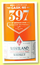 Westland (54.4%, OB, for LMDW 60th Anniversary, USA, single malt, cask #397, 232 bottles, 2016)