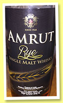 Amrut ‘Rye’ (50%, OB, India, +/-2016)