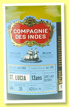 St. Lucia Distillers 13 yo 2002/2015 (43%, Compagnie des Indes, 296 bottles) St. Lucia Distillers 13 yo 2002/2015 (43%, Compagnie des Indes, 296 bottles)
