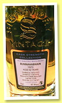 Bunnahabhain 42 yo 1973/2016 (47.9%, Signatory Vintage, refill sherry butt, cask #12145, 427 bottles) Bunnahabhain 42 yo 1973/2016 (47.9%, Signatory Vintage, refill sherry butt, cask #12145, 427 bottles)
