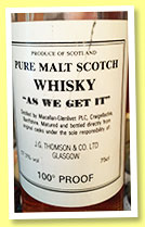 Macallan-Glenlivet ‘As We Get It’ (57.3%, J.G. Thomson & Co., 75cl, +/-1975?) Macallan-Glenlivet ‘As We Get It’ (57.3%, J.G. Thomson & Co., 75cl, +/-1975?)