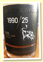 Bruichladdich 25 yo 1990/2016 ‘Sherry Cask Edition’ (48.1%, OB for Travel Retail. 6000 bottles) Bruichladdich 25 yo 1990/2016 ‘Sherry Cask Edition’ (48.1%, OB for Travel Retail. 6000 bottles)