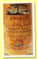 Caol Ila 10 yo 2004/2013 (46%, Spirit of Scotland for Van Wees, refill bourbon barrel, cask #306464)