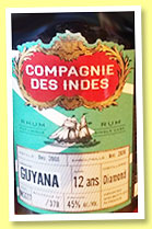 Diamond 12 yo 2003/2016 (45%, Compagnie des Indes, Guyana, cask #MSG17, 278 bottles) Diamond 12 yo 2003/2016 (45%, Compagnie des Indes, Guyana, cask #MSG17, 278 bottles)