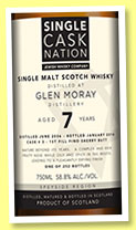 Glen Moray 7 yo 2006/2014 (58.8%, Single Cask Nation, 1st fill fino sherry, cask #3, 252 bottles) Glen Moray 7 yo 2006/2014 (58.8%, Single Cask Nation, 1st fill fino sherry, cask #3, 252 bottles)