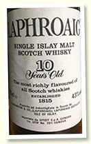 Laphroaig 10 yo (43%, OB, Spirit Import, Italy, -/+ 1990) Laphroaig 10 yo (43%, OB, Spirit Import, Italy, -/+ 1990)
