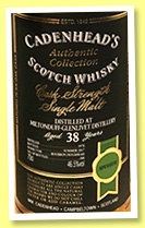 Miltonduff-Glenlivet 38 yo 1978/2017 (46.5%, Cadenhead, Authentic Collection, bourbon hogshead, 180 bottles) Miltonduff-Glenlivet 38 yo 1978/2017 (46.5%, Cadenhead, Authentic Collection, bourbon hogshead, 180 bottles)