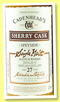 Mortlach 27 yo 1988/2016 (52.6%, Cadenhead, Sherry Wood, 498 bottles) Mortlach 27 yo 1988/2016 (52.6%, Cadenhead, Sherry Wood, 498 bottles)