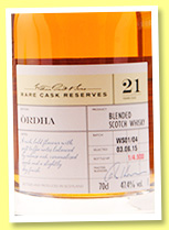 Ordha 21 yo ‘Rare Cask Reserves’ (47.4%, OB, William Grant, blended Scotch, batch #WS 01/04, 4900 bottles, 2015) Ordha 21 yo ‘Rare Cask Reserves’ (47.4%, OB, William Grant, blended Scotch, batch #WS 01/04, 4900 bottles, 2015)