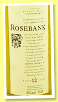 Rosebank 12 yo (43%, OB, Flora and Fauna, +/-1995)