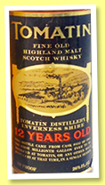 Tomatin 12 yo 1964 (99° UK proof, OB, first millionth gallon, cask #8552, 26 2/3 fl.oz., +/-1976) Tomatin 12 yo 1964 (99° UK proof, OB, first millionth gallon, cask #8552, 26 2/3 fl.oz., +/-1976)