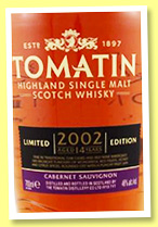 Tomatin 14 yo 2002/2016 (46%, OB, Cabernet Sauvignon, 2,436 bottles)
