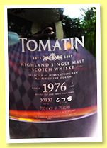 Tomatin 38 yo 1976/2015 (46.7%, OB, oloroso sherry butt, decanter, cask #30132, 680 bottles) Tomatin 38 yo 1976/2015 (46.7%, OB, oloroso sherry butt, decanter, cask #30132, 680 bottles)