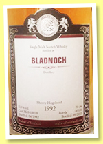Bladnoch 1992/2013 (51.9%, Malts of Scotland, sherry hogshead, cask #MoS13038, 156 bottles)
