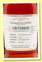 Foursquare 10 yo ‘Criterion’ (56%, OB for The Whisky Exchange, Barbados, 2017) Foursquare 10 yo ‘Criterion’ (56%, OB for The Whisky Exchange, Barbados, 2017)