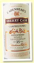 Glen Scotia 15 yo 1999/2014 (58.7%, Cadenhead, Sherry cask, 588 bottles) 